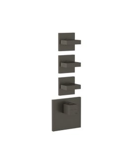 Gessi Inverso Diamantato Bateria prysznicowa termostatyczna podtynkowa 3-drożna - element zewnętrzny Black Metal Brushed PVD 43216.707