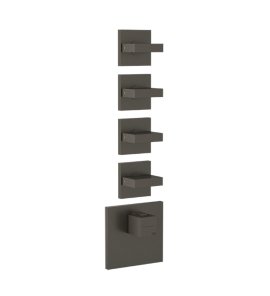Gessi Inverso Diamantato Bateria prysznicowa termostatyczna podtynkowa 4-drożna - element zewnętrzny Black Metal Brushed PVD 43218.707