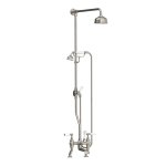 Lefroy Brooks Classic Bateria wannowa 2-otworowa z deszczownicą Ø 200 mm oraz z zestawem prysznicowym Silver Nickel WL1701NK