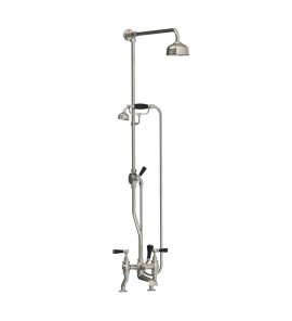 Lefroy Brooks Classic Bateria wannowa 2-otworowa z deszczownicą Ø 129 mm oraz z zestawem prysznicowym Silver Nickel BL1700NK