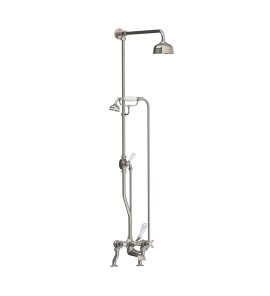 Lefroy Brooks Classic Bateria wannowa 2-otworowa z deszczownicą Ø 129 mm oraz z zestawem prysznicowym Silver Nickel CH1700NK
