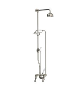 Lefroy Brooks Classic Bateria wannowa 2-otworowa z deszczownicą Ø 129 mm oraz z zestawem prysznicowym Silver Nickel LS1700NK