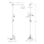 Lefroy Brooks Classic Bateria wannowa termostatyczna 2-otworowa ścienna z deszczownicą Ø 200 mm i zestawem prysznicowym Polished Brass WMGD8825PB
