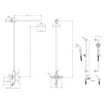 Lefroy Brooks Mackintosh Bateria natryskowa termostatyczna 3-otworowa z deszczownicą Ø 154 mm oraz ze słuchawką na drążku Chrom ML8748CP