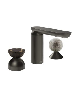 Gessi Perle Bateria umywalkowa 3-otworowa bez korka black metal brushed pvd/murano battuto/murano pulegoso 74868.707