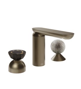 Gessi Perle Bateria umywalkowa 3-otworowa bez korka coffee bronze brushed pvd/murano battuto/murano pulegoso 74868.761