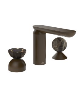 Gessi Perle Bateria umywalkowa 3-otworowa bez korka dark bronze/murano battuto/emperador darkmarble 74818.845