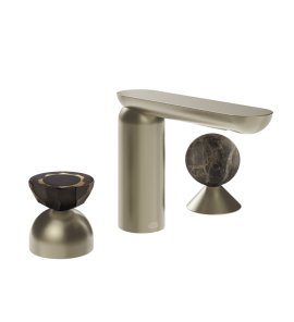 Gessi Perle Bateria umywalkowa 3-otworowa bez korka finox brushed nickel/murano battuto/emperador darkmarble 74818.149