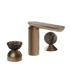 Gessi Perle Bateria umywalkowa 3-otworowa bez korka copper brushed pvd/murano battuto/emperador darkmarble 74818.708