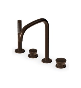Zucchetti Sablier Bateria wannowa 4-otworowa z wyciąganą słuchawką Brushed Chocolate PVD ZSL514.XP21
