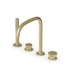 Zucchetti Sablier Bateria wannowa 4-otworowa z wyciąganą słuchawką Brushed British Gold PVD ZSL514.XP31