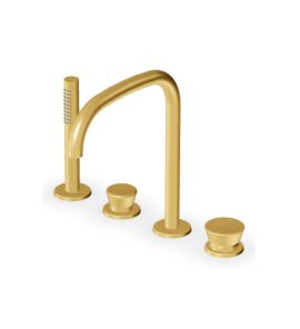 Zucchetti Sablier Bateria wannowa 4-otworowa z wyciąganą słuchawką Brushed Gold PVD ZSL514.XP41
