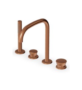 Zucchetti Sablier Bateria wannowa 4-otworowa z wyciąganą słuchawką Brushed Copper PVD ZSL514.XP91