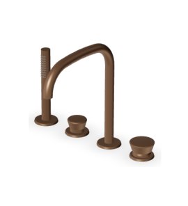 Zucchetti Sablier Bateria wannowa 4-otworowa z wyciąganą słuchawką Matt Chocolate PVD ZSL514.XSP21