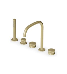 Zucchetti Sablier Bateria wannowa 5-otworowa z wyciąganą słuchawką Brushed British Gold PVD ZSL5519.XP31