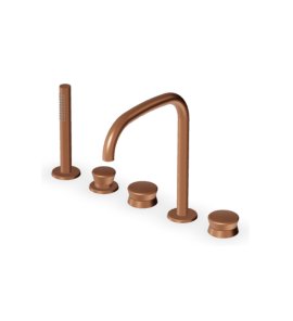 Zucchetti Sablier Bateria wannowa 5-otworowa z wyciąganą słuchawką Brushed Copper PVD ZSL5519.XP91