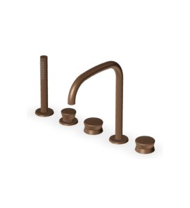 Zucchetti Sablier Bateria wannowa 5-otworowa z wyciąganą słuchawką Matt Chocolate PVD ZSL5519.XSP21