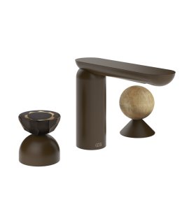 Gessi Perle Bateria umywalkowa 3-otworowa bez korka dark bronze/murano battuto/onyx cola 74838.845