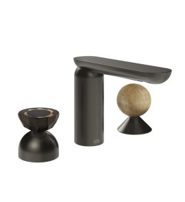 Gessi Perle Bateria umywalkowa 3-otworowa bez korka black metal brushed pvd/murano battuto/onyx cola 74838.707