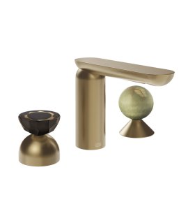 Gessi Perle Bateria umywalkowa 3-otworowa bez korka warm bronze brushed pvd/murano battuto/onyx green 74858.726
