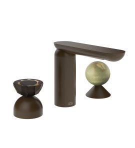 Gessi Perle Bateria umywalkowa 3-otworowa bez korka dark bronze/murano battuto/onyx green 74858.845