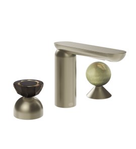 Gessi Perle Bateria umywalkowa 3-otworowa bez korka finox brushed nickel/murano battuto/onyx green 74858.149