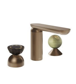Gessi Perle Bateria umywalkowa 3-otworowa bez korka copper brushed pvd/murano battuto/onyx green 74858.708