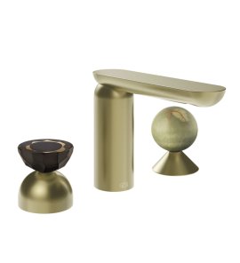 Gessi Perle Bateria umywalkowa 3-otworowa bez korka brass brushed pvd/murano battuto/onyx green 74858.727