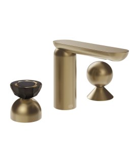 Gessi Perle Bateria umywalkowa 3-otworowa bez korka warm bronze brushed pvd/murano battuto/metal 74808.726