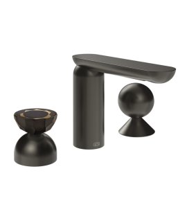 Gessi Perle Bateria umywalkowa 3-otworowa bez korka black metal brushed pvd/murano battuto/metal 74808.707