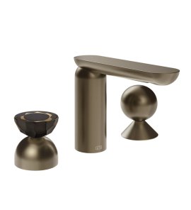 Gessi Perle Bateria umywalkowa 3-otworowa bez korka coffee bronze brushed pvd/murano battuto/metal 74808.761