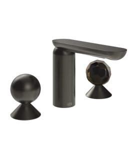 Gessi Perle Bateria umywalkowa 3-otworowa bez korka black metal brushed pvd/metal/murano sfaccettato 74025.707