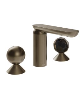 Gessi Perle Bateria umywalkowa 3-otworowa bez korka coffee bronze brushed pvd/metal/murano sfaccettato 74025.761