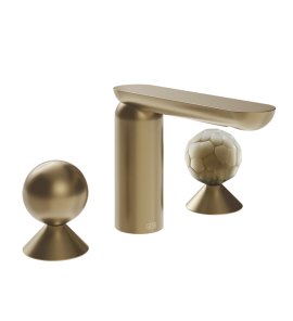 Gessi Perle Bateria umywalkowa 3-otworowa bez korka warm bronze brushed pvd/metal/murano battuto 74045.726