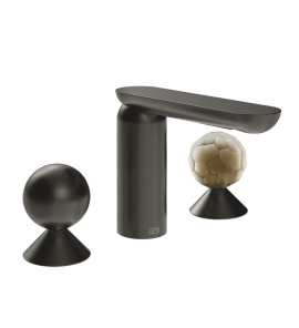 Gessi Perle Bateria umywalkowa 3-otworowa bez korka black metal brushed pvd/metal/murano battuto 74045.707