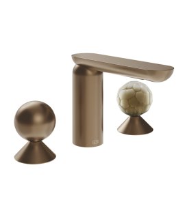 Gessi Perle Bateria umywalkowa 3-otworowa bez korka copper brushed pvd/metal/murano battuto 74045.708