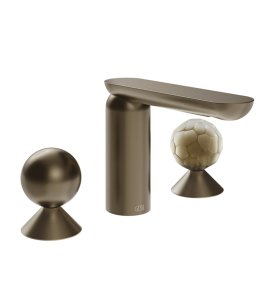 Gessi Perle Bateria umywalkowa 3-otworowa bez korka coffee bronze brushed pvd/metal/murano battuto 74045.761
