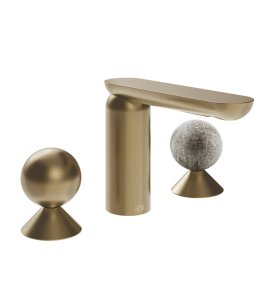 Gessi Perle Bateria umywalkowa 3-otworowa bez korka warm bronze brushed pvd/metal/murano pulegoso 74065.726