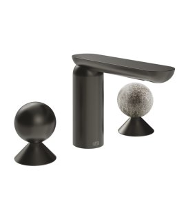 Gessi Perle Bateria umywalkowa 3-otworowa bez korka black metal brushed pvd/murano pulegoso 74065.707