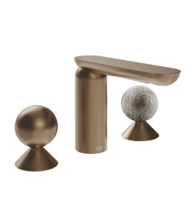 Gessi Perle Bateria umywalkowa 3-otworowa bez korka copper brushed pvd/murano pulegoso 74065.708