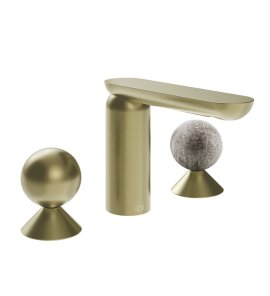 Gessi Perle Bateria umywalkowa 3-otworowa bez korka brass brushed pvd/murano pulegoso 74065.727