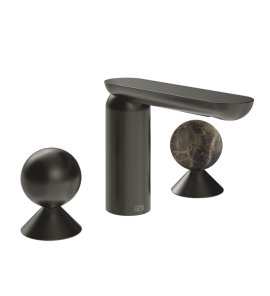 Gessi Perle Bateria umywalkowa 3-otworowa bez korka black metal brushed pvd/emperador dark marble 74015.707