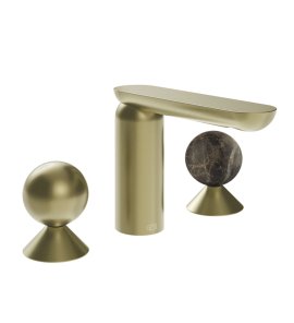 Gessi Perle Bateria umywalkowa 3-otworowa bez korka brass brushed pvd/emperador dark marble 74015.727