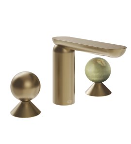 Gessi Perle Bateria umywalkowa 3-otworowa bez korka warm bronze brushed pvd/metal/onyx green 74055.726