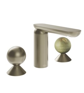Gessi Perle Bateria umywalkowa 3-otworowa bez korka finox brushed nickel/metal/onyx green 74055.149