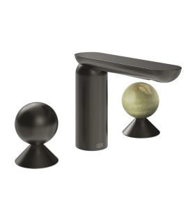 Gessi Perle Bateria umywalkowa 3-otworowa bez korka black metal brushed pvd/metal/onyx green 74055.707