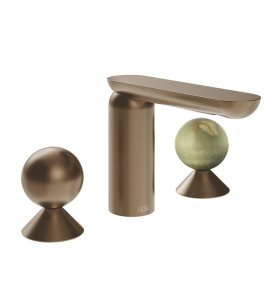 Gessi Perle Bateria umywalkowa 3-otworowa bez korka copper brushed pvd/metal/onyx green 74055.708