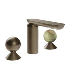Gessi Perle Bateria umywalkowa 3-otworowa bez korka coffee bronze brushed pvd/metal/onyx green 74055.761