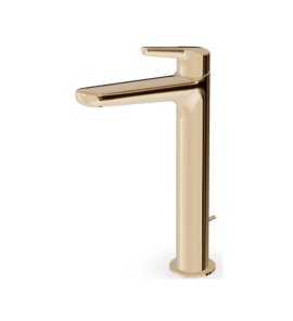 Zucchetti Medameda Bateria umywalkowa jednootworowa wysoka z korkiem automatycznym British Gold PVD ZMM712.P30