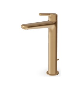 Zucchetti Medameda Bateria umywalkowa jednootworowa wysoka z korkiem automatycznym Brushed British Gold PVD ZMM712.P31
